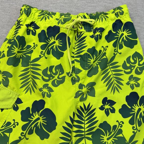 Canyon Creek Mens Sz Large Hawaiian Floral Swim Trunks Green Quick-Dry Pockets - Picture 4 of 12